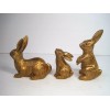 Ankyo Development Set Of 3 Gold Rabbits Family Figurines 5",
