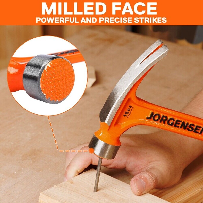 Jorgensen 16oz Framing Hammer Straight Rip Claw Hammer Milled Face