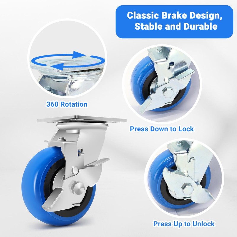 W B D WEIBIDA 5 Inch Heavy Duty Casters Set
