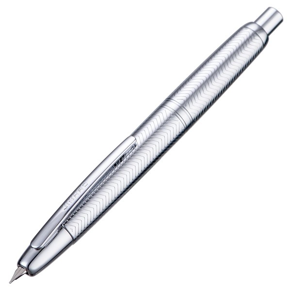Jinhao 10 Capless Fountain Pen with Box, Wavy Bright Chromium