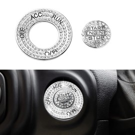1797 Start Button Cover for Jeep Wrangler JL Gladiator JT Accessories 2018 2019 2020 2021 Bling Push Engine Cap Sticker Silver Crystal Pack of 2