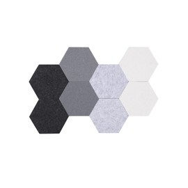 LAJAR 8 Pcs Hexagon Felt Bulletin Board Tiles, Self Adhesive Felt Pin Board Wall Tiles for Photos, Pictures, Memos (Gray)