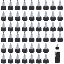 beinkmake 50Pcs Squeeze Bottle Cap 20/410 Twist Bottle Caps Replacement Natural Twist Top Caps Black Lid for Extruded Glue Paint Bottles