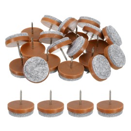 sourcing map Nail-on Furniture Sliders, 40Pcs Nail-on Felt Pads Round Chair Table Feet Pads Chair Leg Floor Protectors for Hardwood Floors (Brown, 30mm/1.18")