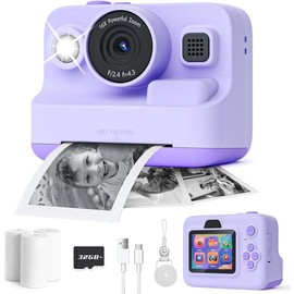 Instant Print Camera for ,2.4 Inch Screen  Instant Cameras, Christmas Birthday Gifts for   3-12, Portable   for 3 4 5 6 7 8 9 10 Year Old   Purple - Color: Pink