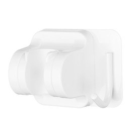 sourcing map 1PCS Handheld Shower Head Holder with Hanger Hook, Strong and Adjustable Shower Wand Holder Wall Mount, Bathroom Waterproof Shower Handle Holder No Drilling (White)