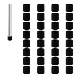 AUXBC 32Pcs 0.47 Inch (12mm) Round PVC Chair Leg Caps, Non-Slip Furniture Leg Hardwood Protectors, Heavy-Duty Table Leg End Caps, Folding Metal Chair Leg Tip Replacement, Black