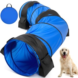28in Extra Large Dog Agility Tunnel with Sandbags 10 Foot Dogs Agility Training Equipment Tunnel with 3 Pack Sandbags, Carry Bag and 4 Ground Spikes for All Medium and Large Dogs Outdoor Sports