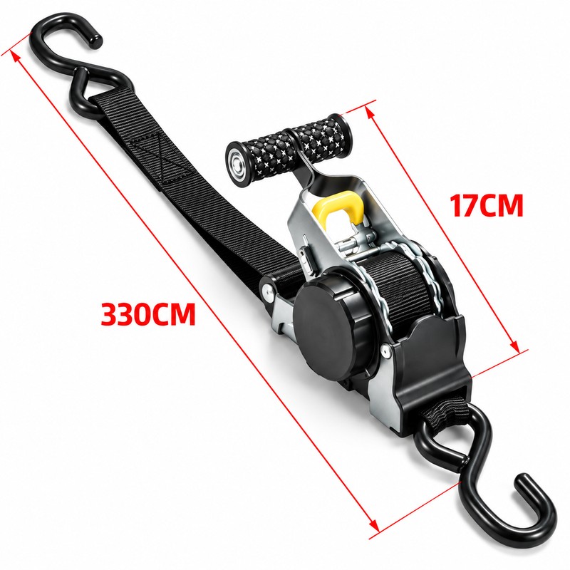 Retractable Ratchet Tie-Down Straps for Motorcycle and Cargo Securing –