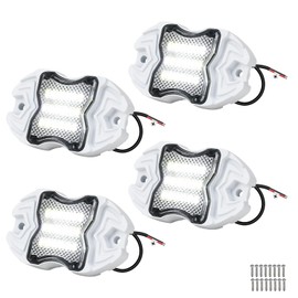 Dual‑Color White & Blue 12V IP68 LED Deck Courtesy Boat Lights, 4‑Pack