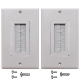 2 Pack Single Brush Wall Plate, Cable Pass-Through Insert for Single Gang Cable Access Strap, Wires, Wall Socket of HDTV, HDMI, Home Theater System