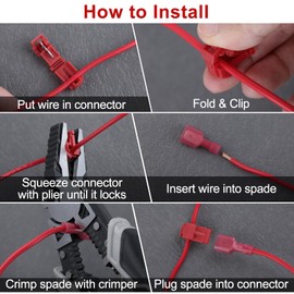 LEONTOOL 120 Pcs T-Tap Wire Connectors Kit, 22-10 AWG Self-stripping Quick Splice Wire Connectors, Nylon Fully Insulated Quick Disconnect Wire Tap Connectors, Waterproof Wire Connectors (60 Pairs)