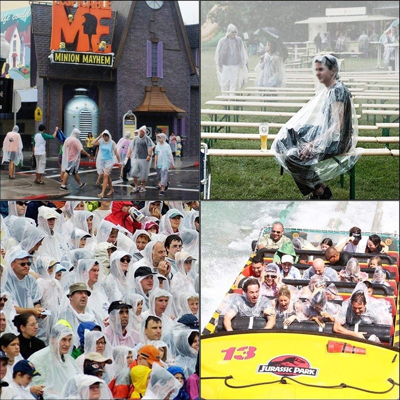 COOY COOY Rain Ponchos,with Drawstring Hood 10 Pack Emergency Disposable