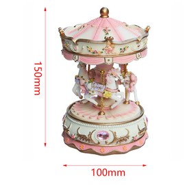 MOVKZACV Spieluhr-Karussell für Mädchen, 3 Pferde, drehbar, Musikgeschenk, Baby, Kinder, Tochter, Geburtstag, Weihnachten, Festival, Spieluhr, Kunst (Rosa)