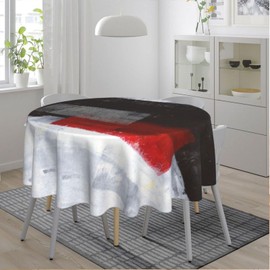 YETTA YANG Abstract Modern Black Red and White Waterproof Picnic Patio Party Round Table Cloth Cover Decorations Fabric 60 Inch Circular Tablecloth for 20-47 Inch Home Dining Room Kitchen Decor