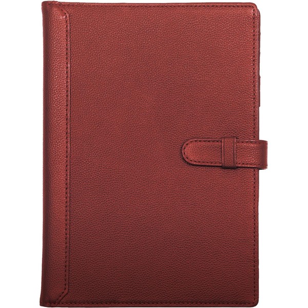 Blue Sincere Notebook Cover, A4, Genuine Leather, Slim, 2 Books, Notebook, College Notebook, Pen Holder, Bookmark, Card Slot, NC3 (Dark Red)