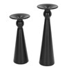 2 Piece Matte Black Metal Taper Candlesticks Retro Modern Hourglass