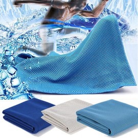 Ice cold towel sports cool towel sweat towel gym long towel exercise ventilation towel cooling dry sky blue 5ea