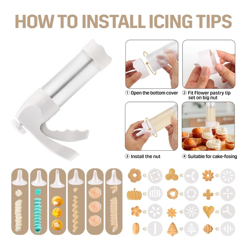 MAJCL Spritz Cookie Press Gun with 12 Discs & 6