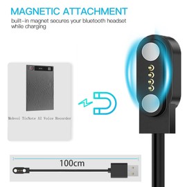 Compatible with Mobvoi TicNote Charger, Magnetic Replacement Charger Compatible for Mobvoi TicNote AI Voice Recorder (Black)