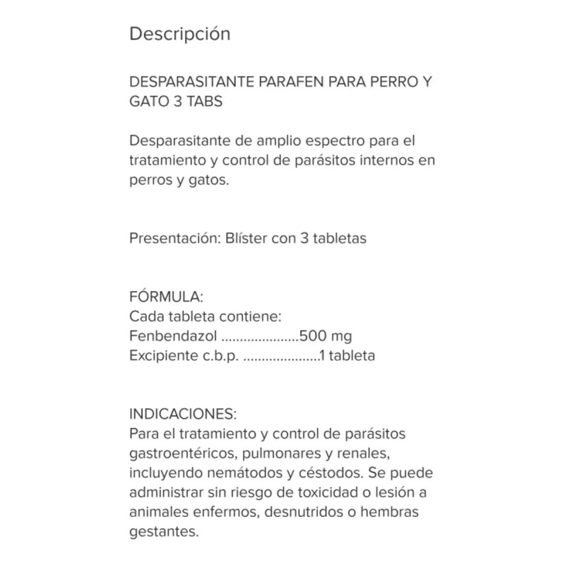 Tableta Desparacitante Para Perros Y Gatos 3 Sobres