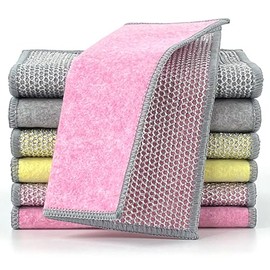 ZIRLZIM New Upgrade Multipurpose Non Scratch Wire Dishcloth, Soft Wire Dishwashing Rag Safe for Non-Stick Cookware, Scrubs & Cleans for Dishes, Sinks, Counters, Easy Rinsing (10-Pack)