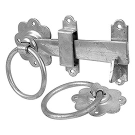 Merriway BH01808 Gate Door Latch Smooth Ring, 150mm (6 inch) -Galvanised, Rustproof, Silver Tone , Grey