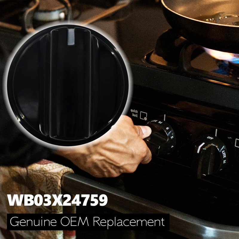 ZNTVW WB03X24759 Range Surface Burner Knob Gas Control Assembly Black