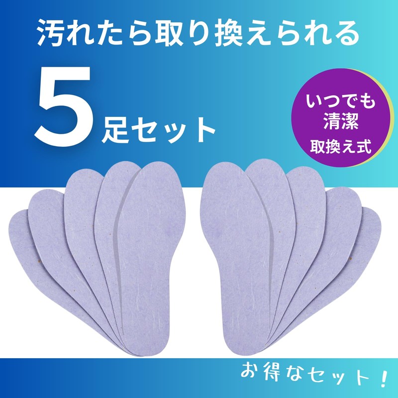 Amelia [Made in Japan/Disposable] Echizen Washi Insoles, Deodorizing, Set of