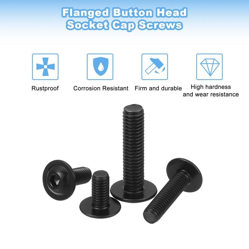sourcing map 50Pcs M5-0.8x20mm Flanged Button Head Socket Cap Screws,