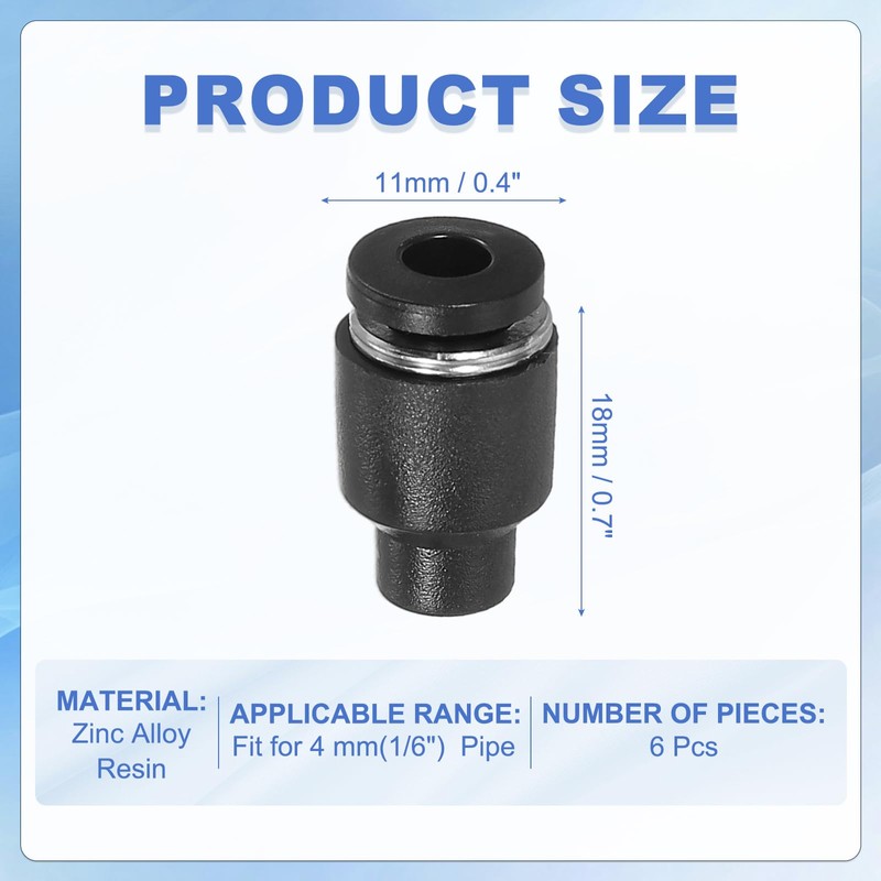 PATIKIL 6 x Hose Quick Release Cap, 4 mm (1/6