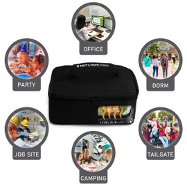 HotLogic 16801155-BLK Food Warming Tote Lunch Bag 120V with Glass Dish, Black