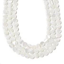 JM Design Iridescent White Mother of Pearl MOP Shell Coin Beads 10mm 15.5'' Str for Jewelry Making