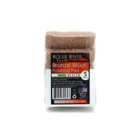 Rogue River Tools Bronze Wool Pads - Medium (5pc). Marine, Glass, Wood, Industrial|Soft Touch, No Rust! ~Made in The USA