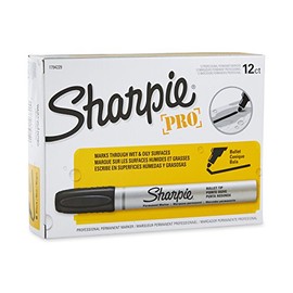 Sharpie 1794229 Pro Bullet Tip Industrial Strength Permanent Marker, Black, 12-Pack