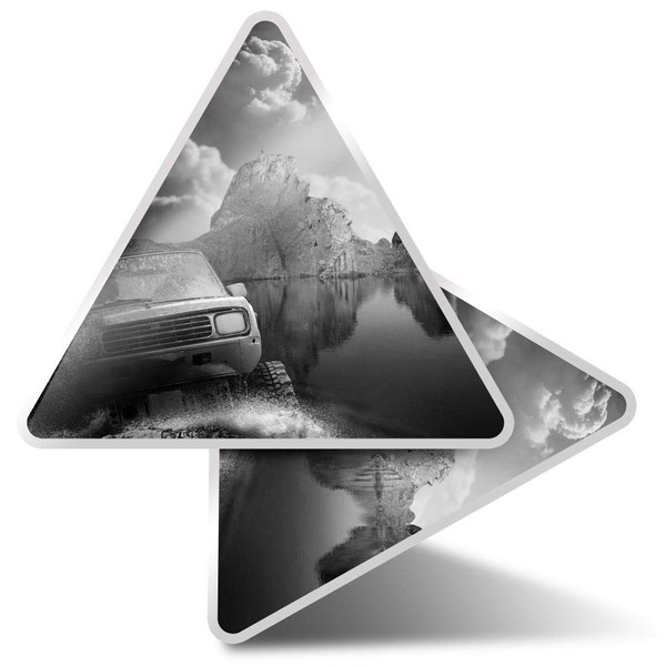 2 x Triangle Stickers 10cm - BW - Off Road