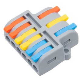 XALXMAW 5Pcs Lever Wire Connectors, 3 in 6 Out Quick Wiring Cable Electrical Connector for 24-12 AWG