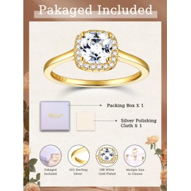 MILACOLATO Engagement Rings for Womens 925 Silver Rings Promise Simulated Solitaire Diamond Eternity Wedding Bride White Gold Rings for Womens8G