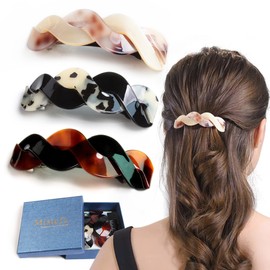Mistofu 3 Pieces Beautiful Lines Simple Retro Classic Large Snap clips Hair Accessories for Thick Hair