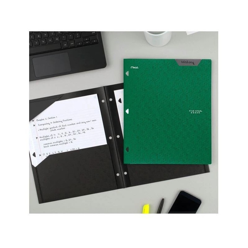 Five Star 2-Pocket Folder, Plastic Folder with Stay-Put Tabs, Fits
