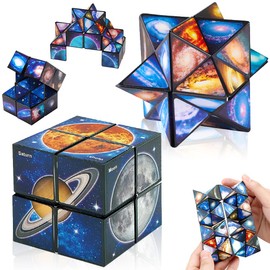 Magic Cube, Infinity Rubix Cube 2 in 1 Magic Star Cube Shape Shifting Cube Fidget Toy for Kid and Adults