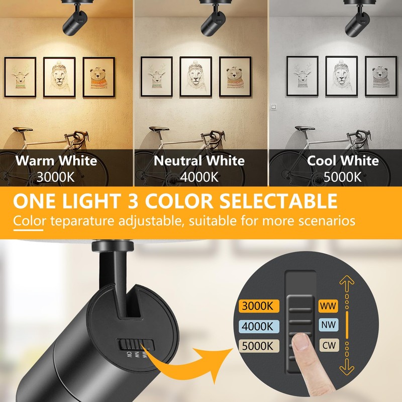 VANoopee 3-Color Zoomable Ceiling Spot Lights Indoor Flush Mount Adjustable