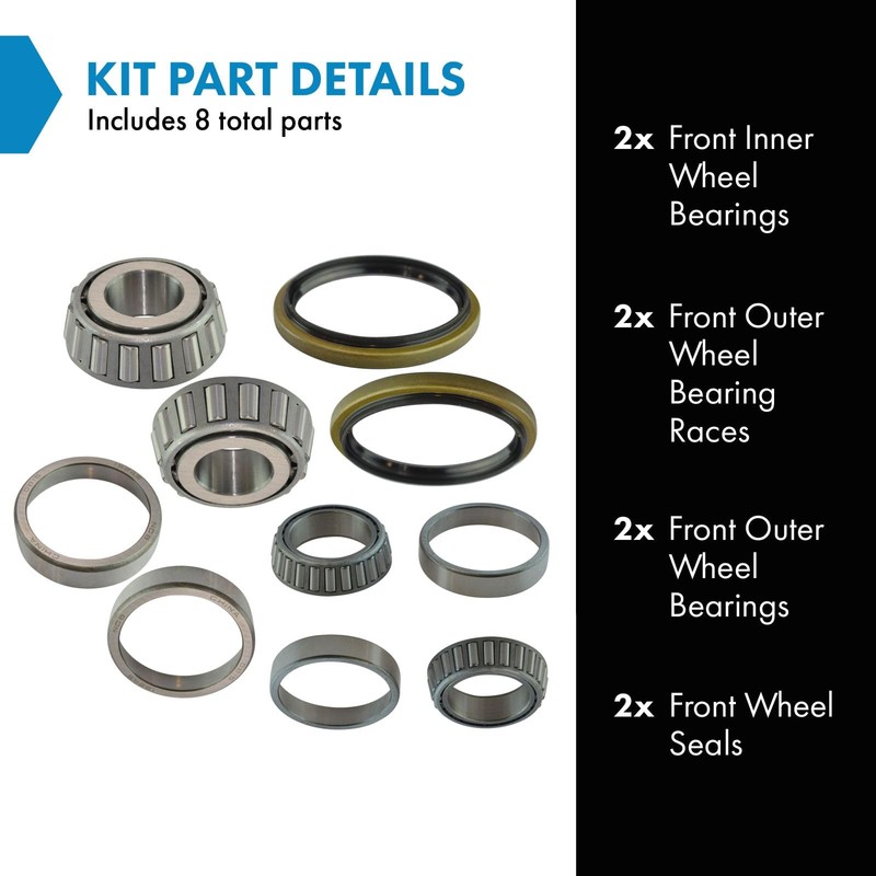 TRQ 8 Piece Inner & Outer Wheel Bearing Race w/Seal