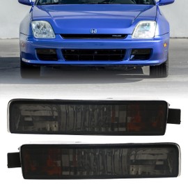 USR DEPO 97-01 Prelude Bumper Lights - Front Smoke Parking Turn Signal Lamp Set (Left + Right) Compatible with 1997-2001 Honda Prelude SH VTEC (All Smoked Lens)