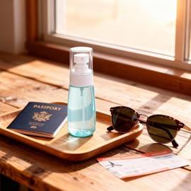 Small Spray Bottle with Fine Mist, Vonpri Travel Spray Bottles TSA Approved 2oz/60ml PVC Zip bag Leak Proof Empty for Water Perfume Liquid (Blue Pink Clear, 60ml 6Pack)