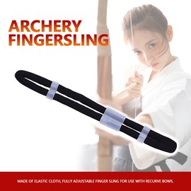 Finger Sling Archery Sling, Adjustable Archery Finger Sling Archery Sling Wrist Sling Adjustable Elastic Fabric for Recurve Bow Hunting Shooting Accessories [M-Black]
