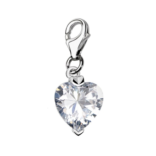 Quiges 925 Sterling Silver Crystal White Heart Cubic Zirconia Lobster
