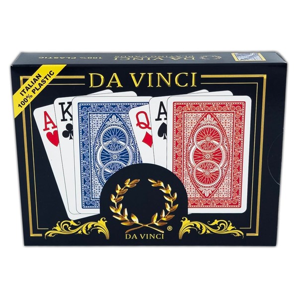 DA VINCI Ruote, Italian 100% Plastic Playing Cards, 2-Deck Set by Modiano, Large Index