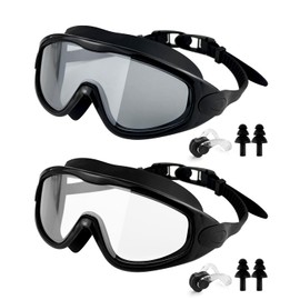 Victoper Swimming Goggles 2 Pack, 180 Degree Wide Clear Vision Swim Goggles for Adult Women Men Youth Teen No Leaking Anti Fog UV Protection Waterproof with Ear Plugs