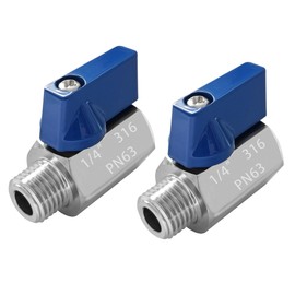 Fitvell 316 Stainless Steel Mini Ball Valve 1/4" NPT Male x Female Thread Shut Off Valve for Water,Oil and Gas (Pack of 2)